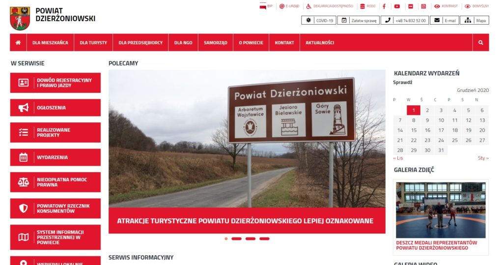 Zdjęcie strony internetowej powiatu dzierżoniowskiego