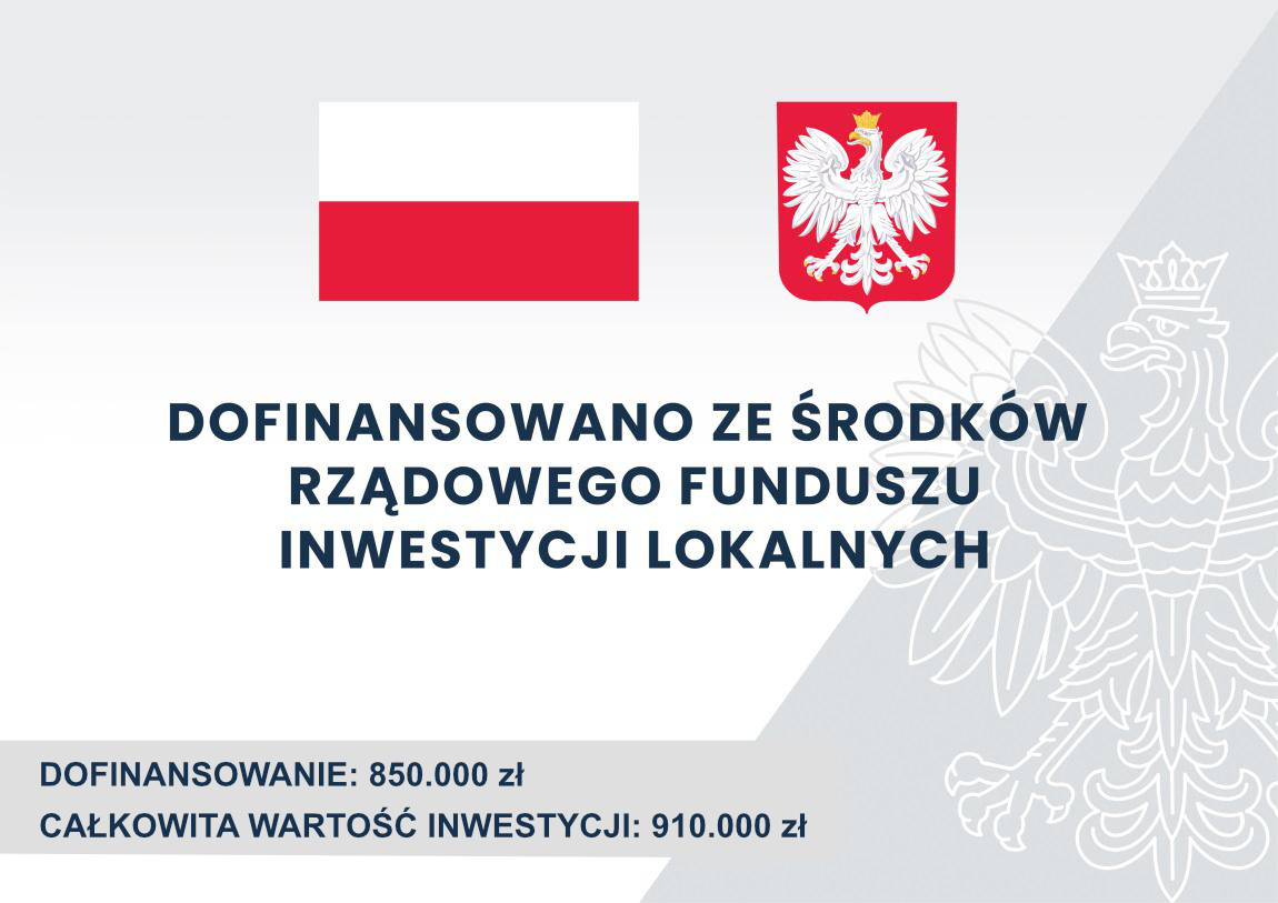 Plakat z flagą polską oraz godłem. Informujący o źródle dofinansowania. Nie zawiera więcej informacji niż zostało podane w tekście.