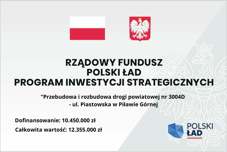 grafika informująca o finansowaniu inwestycji z Rządowego Funduszu Polski Ład 