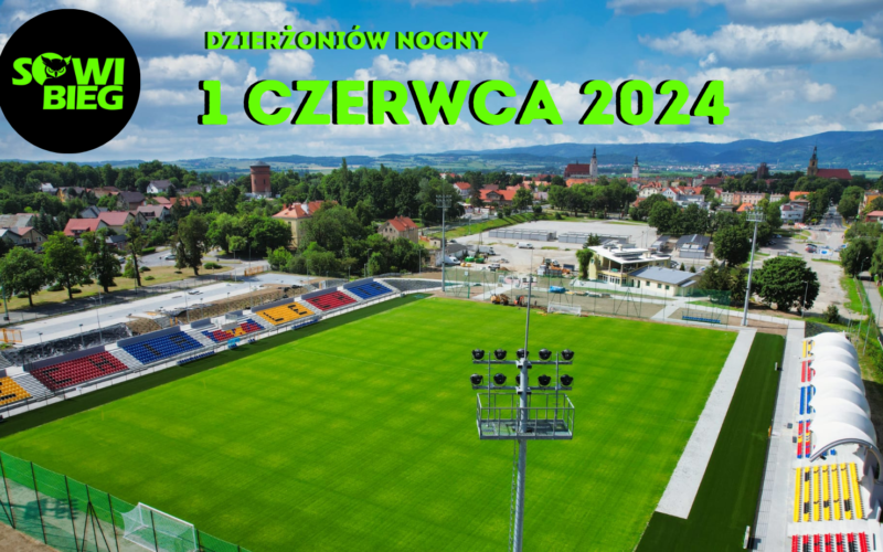 Zdjęcie z widokiem na miejski stadion Dzierżoniowa