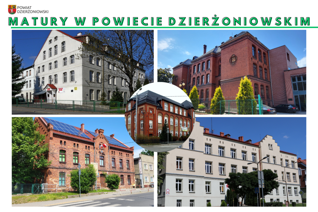 kolaż ze zdjęciami szkół ponadpodstawowych z powiatu dzierżoniowskiego