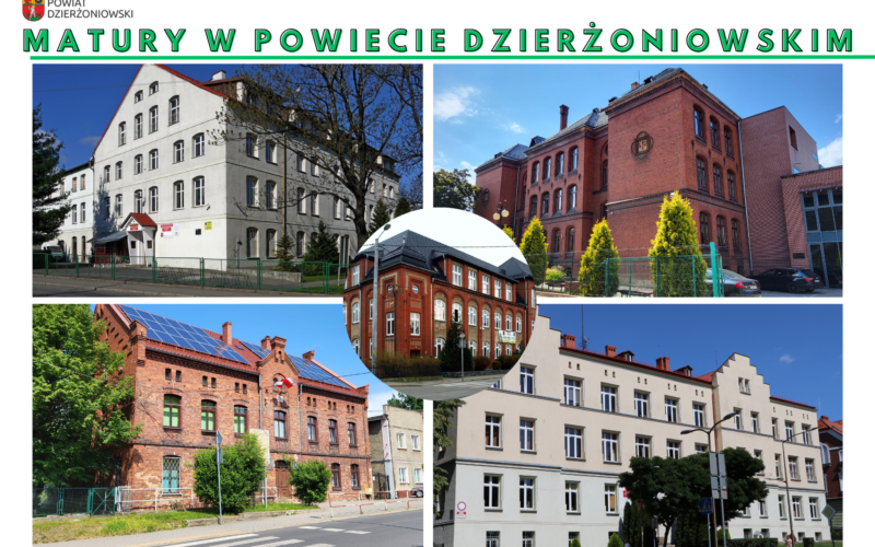 kolaż ze zdjęciami szkół ponadpodstawowych z powiatu dzierżoniowskiego