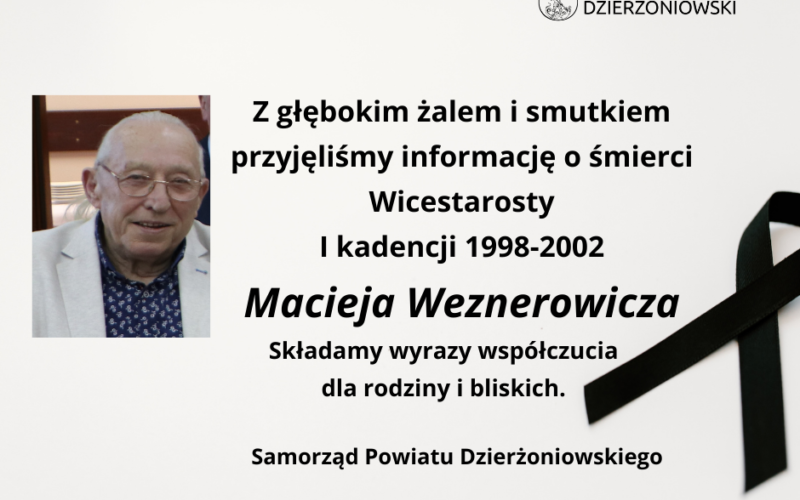 grafika z kondolencjami dla rodziny zmarłego wicestarosty I kadencji
