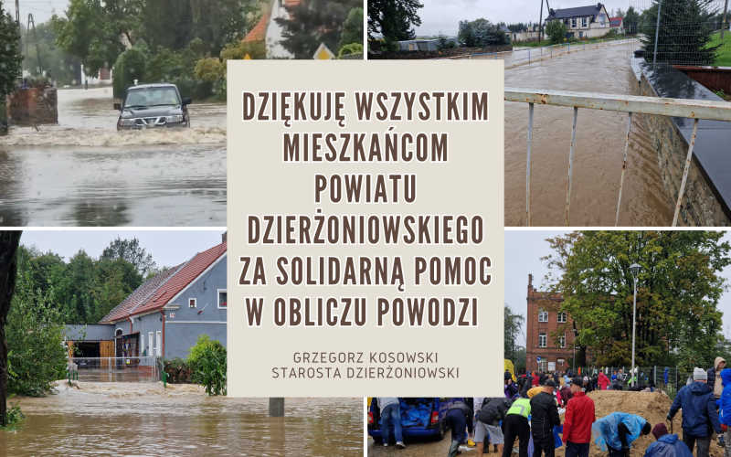 podziękowanie dla mieszkańców powiatu dzierżoniowskiego