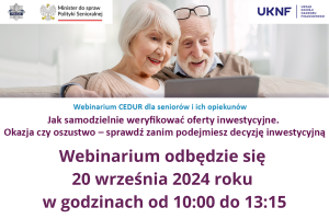 grafika promująca webinarium dla seniorów