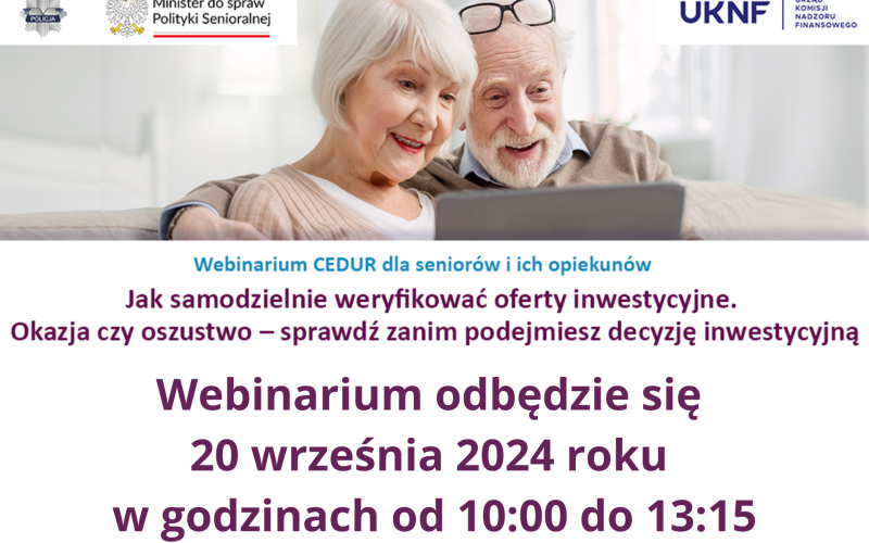 grafika promująca webinarium dla seniorów