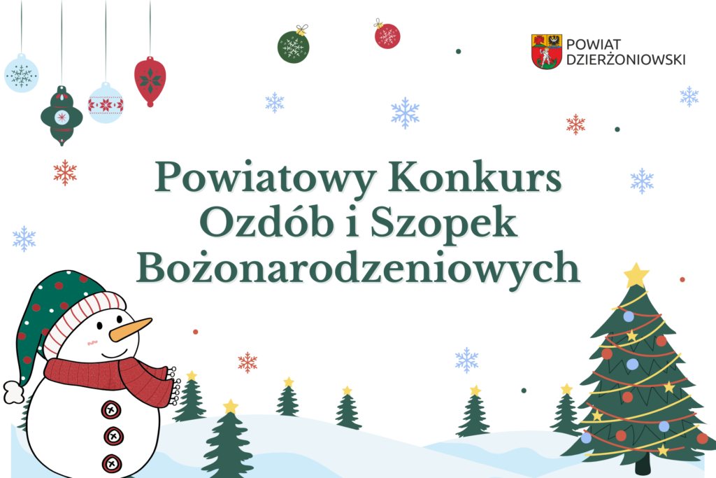 grafika promująca Powiatowy Konkurs Ozdób i Szopek Bożonarodzeniowych