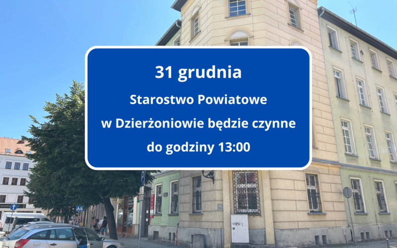 grafika informująca o wcześniejszym zamknięciu starostwa