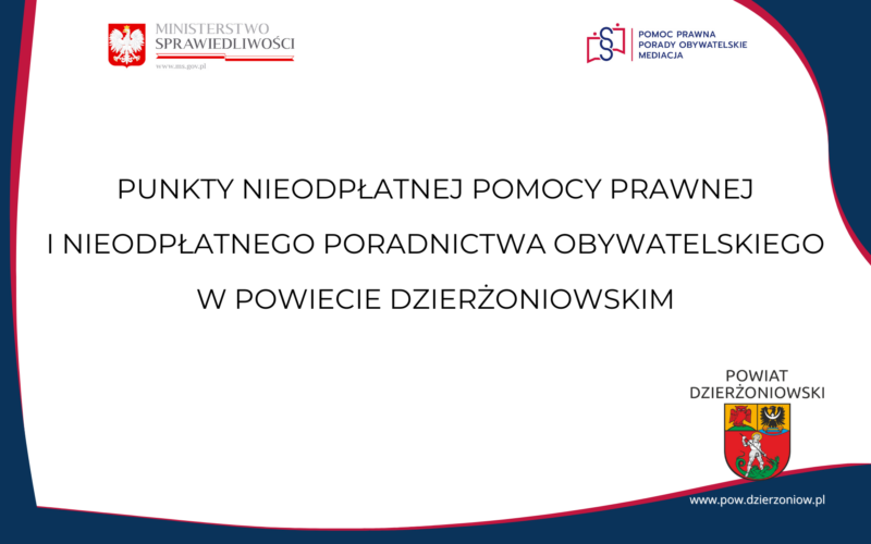 Punkty nieodpłatnej pomocy prawnej i nieodpłatnego poradnictwa obywatelskiego w powiecie dzierżoniowskim