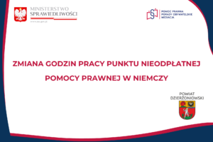 Grafika informująca o zmianie godzin pracy punktu NPP w Niemczy