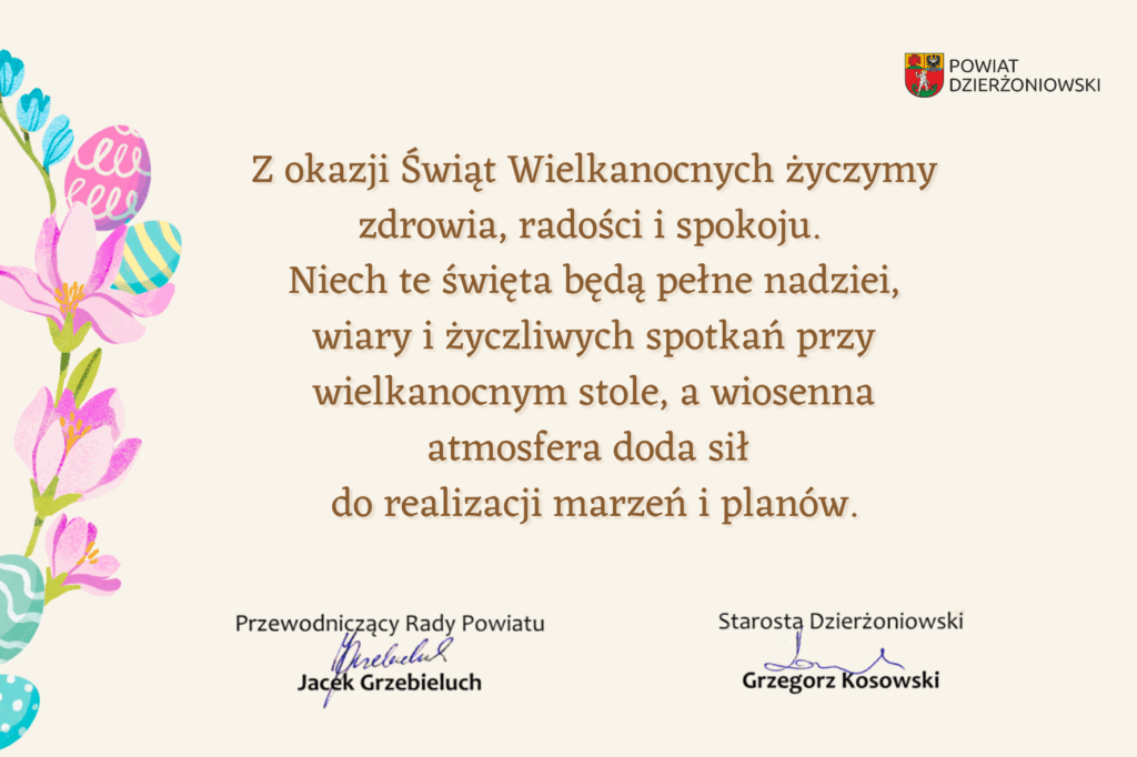 życzenia wielkanocne od przewodniczącego Rady Powiatu i starosty