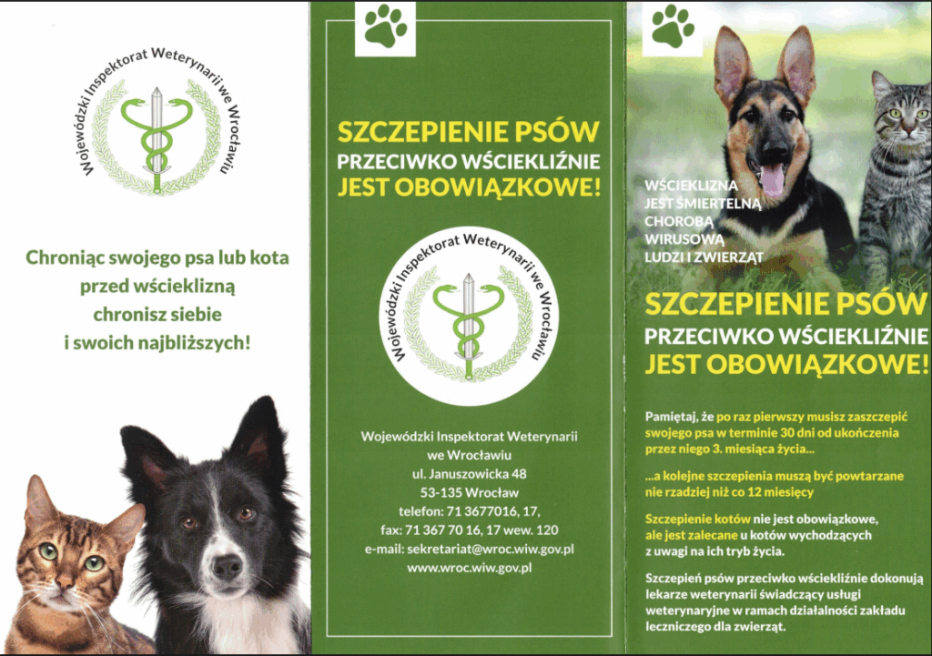 ulotka dotycząca szczepień przeciwko wściekliźnie