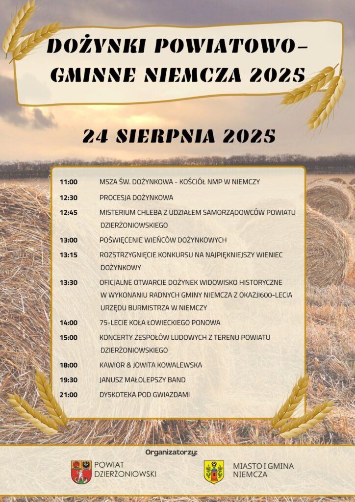 PLAKAT DOŻYNKI POWIATOWO-GMINNE NIEMCZA 2025