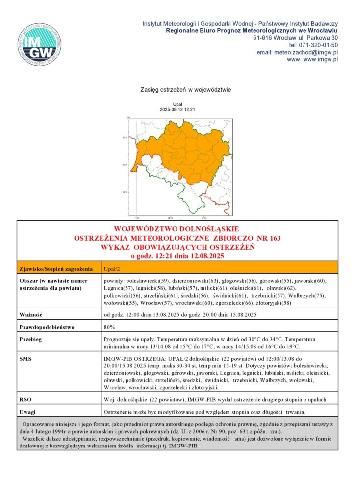 ostrzeżenie meteorologiczne