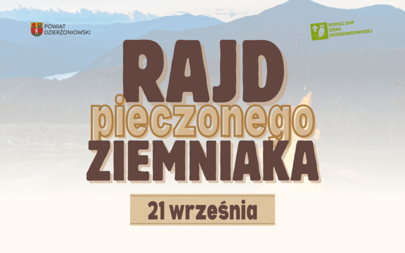grafika rajd pieczonego ziemniaka 21 września, powyżej herby