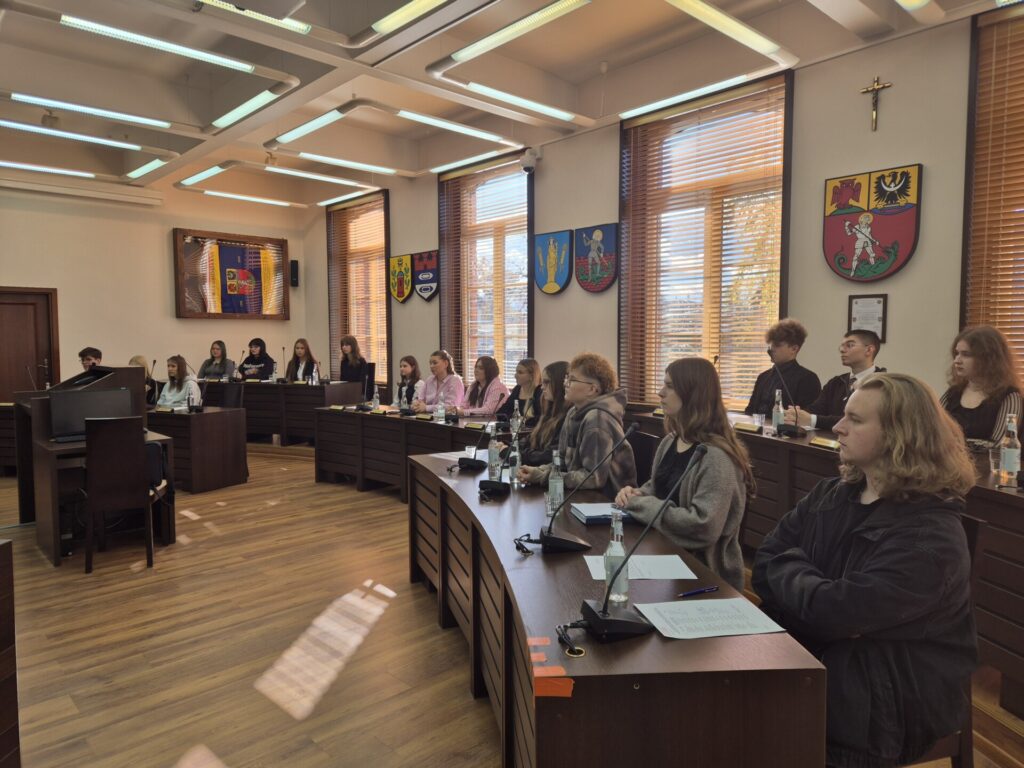 młodzieżowy zespół doradczy wszyscy członkowie siedzą przy stołach