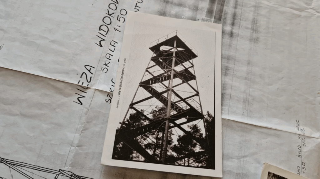 historyczne zdjęcie wieży na Ostrej Górze