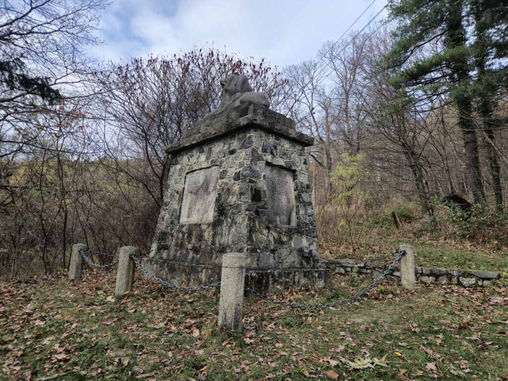 pomnik widok z tyłu, w tle drzewa