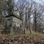 widok na dront pomnika, w tle drzewa