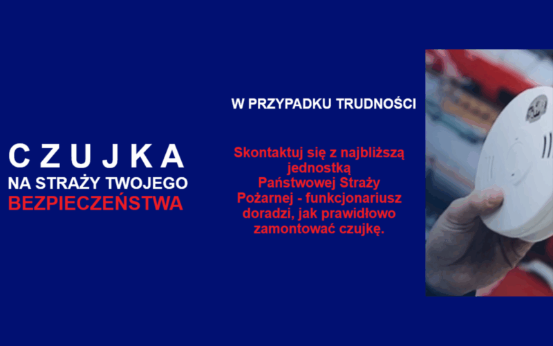 czujka dymu grafika na granatowym tle