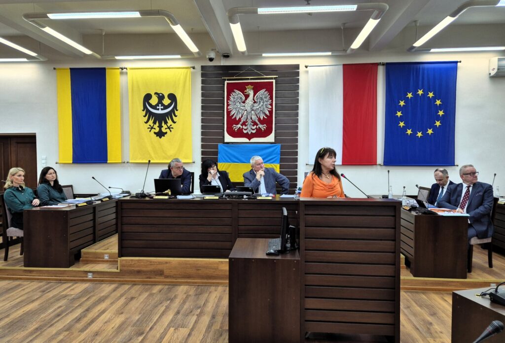 Skarbnik Powiatu podczas wystąpienia