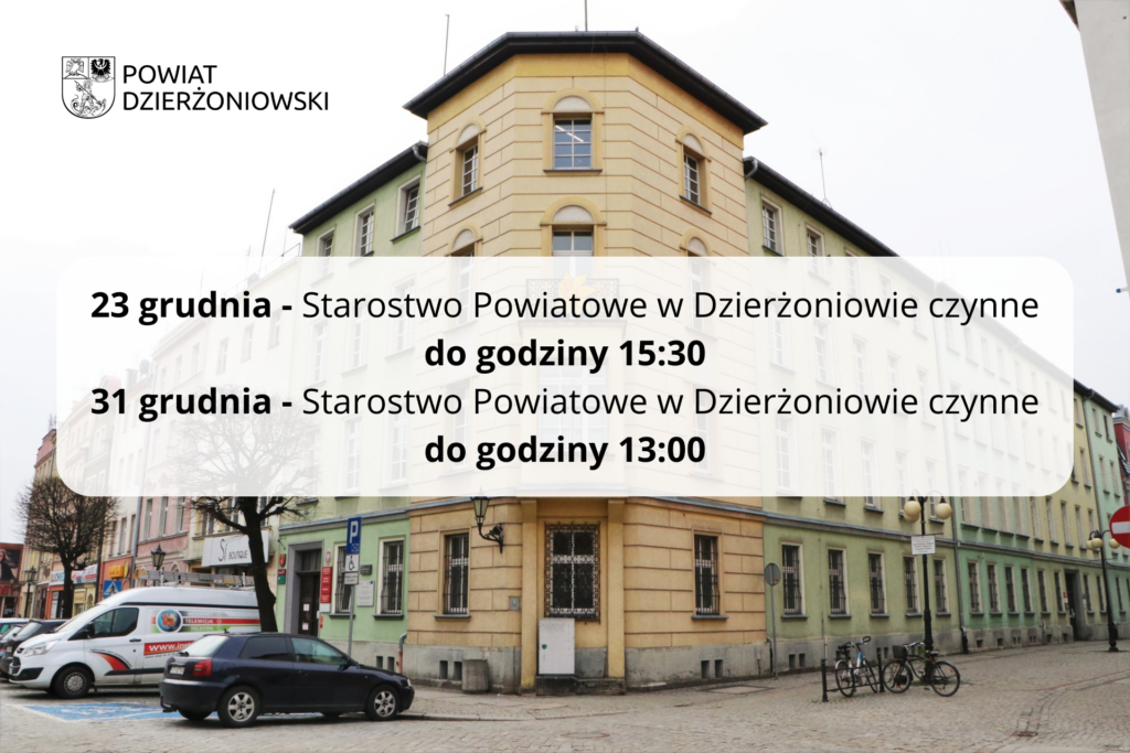 budynek starostwa w rynku, skrócone godziny pracy starostwa powiatowego w Dzierżoniowie