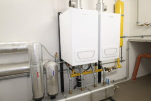 zbliżenie na piece w kotłowni w ZS nr 1