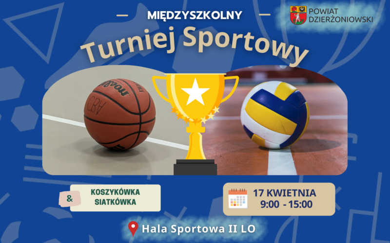 Turniej sportowy - grafika piłki i puchar
