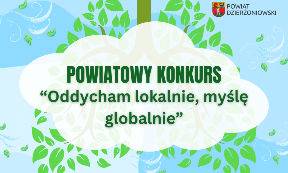 grafika konkurs oddycham lokalnie, zielone płuca i niebieska chmura
