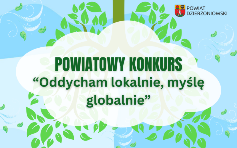 grafika konkurs oddycham lokalnie, zielone płuca i niebieska chmura