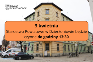 skrócone godziny pracy, w tle budynek starostwa