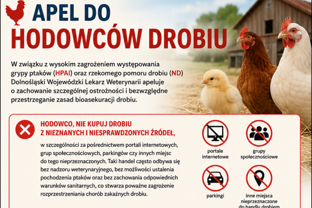 Grafika z apelem do hodowców drobiu