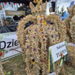 wieniec dożynkowy sołectwo Tuszyn, w tle scena