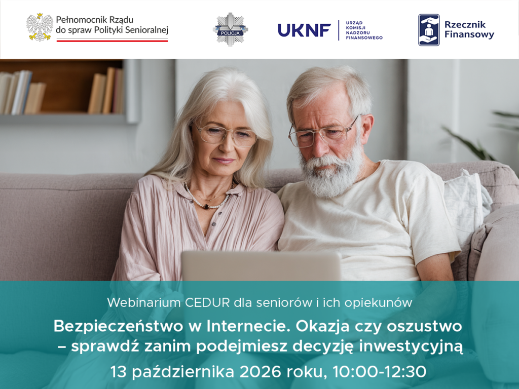 grafika promująca webinarium dla seniorów