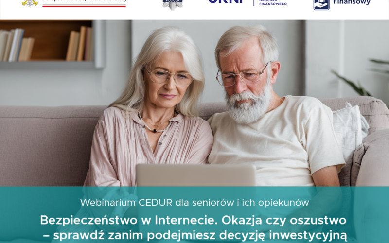grafika promująca webinarium dla seniorów